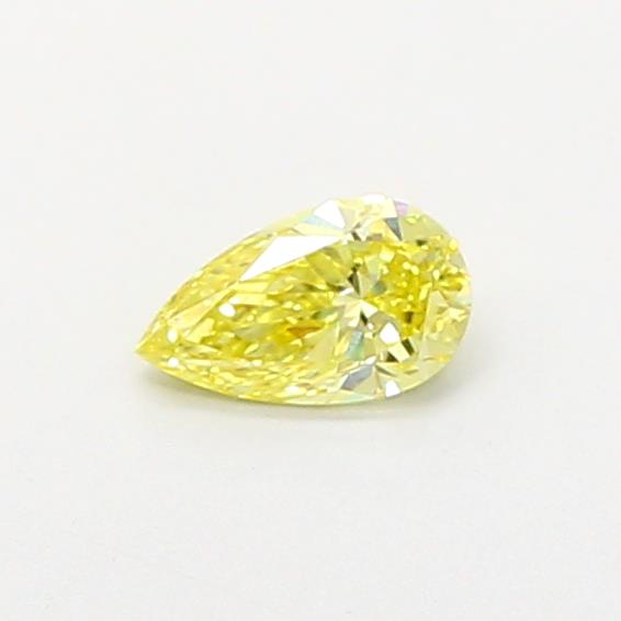 Actual 0.39 carat Fancy Vivid Yellow Pear lab-grown diamond