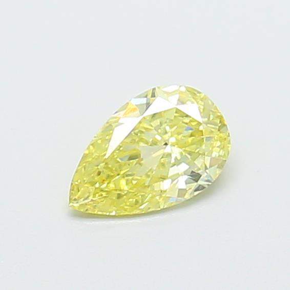 Actual 0.35 carat Fancy Intense Yellow Pear lab-grown diamond