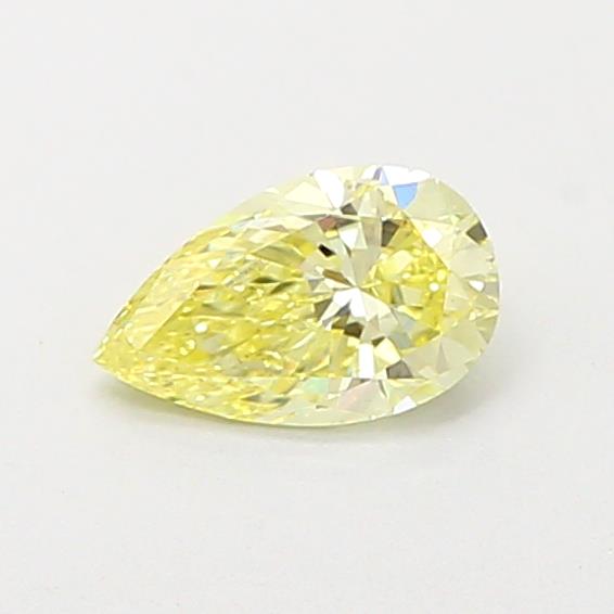 Actual 0.49 carat Fancy Yellow Pear lab-grown diamond