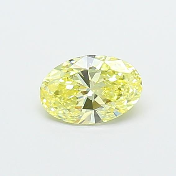 Actual 0.39 carat Fancy Intense Yellow Oval lab-grown diamond