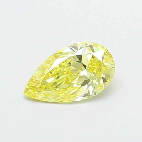 Actual 0.46 carat Fancy Intense Yellow Pear lab-grown diamond