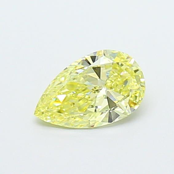 Actual 0.44 carat Fancy Intense Yellow Pear lab-grown diamond