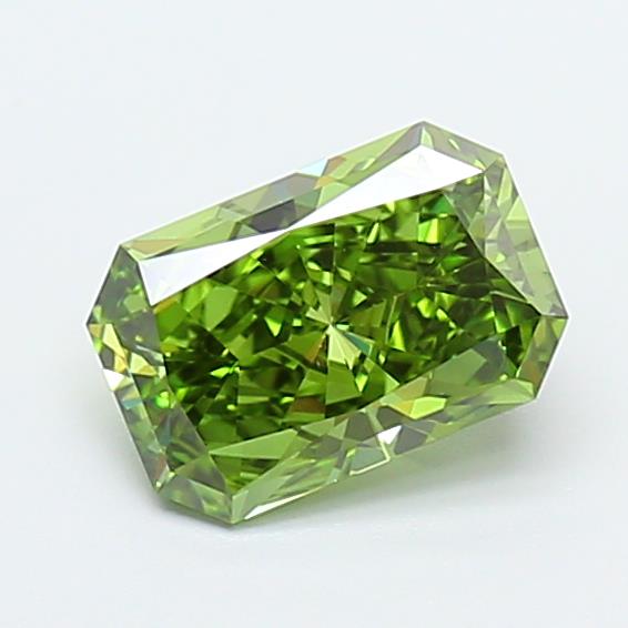 1.02 carat fancy vivid  green VVS2 EX Cut IGI radiant diamond