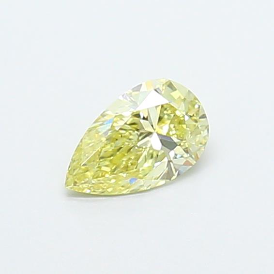 Actual 0.34 carat Fancy Intense Yellow Pear lab-grown diamond