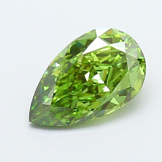 1.03 carat fancy vivid  green VVS2 EX Cut IGI pear diamond