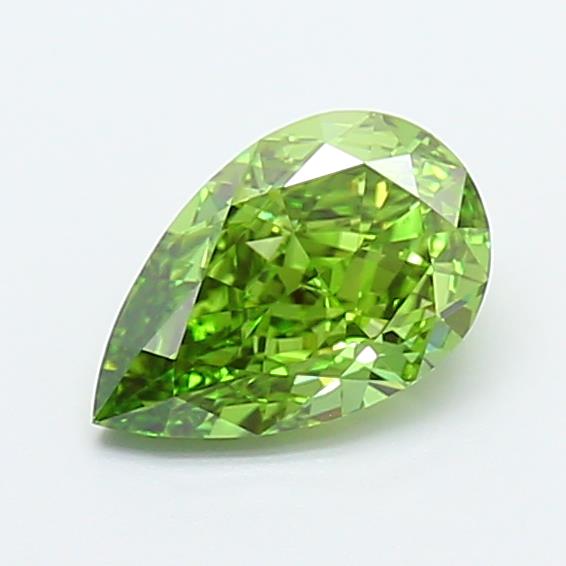 1.02 carat fancy vivid  green VVS2 EX Cut IGI pear diamond