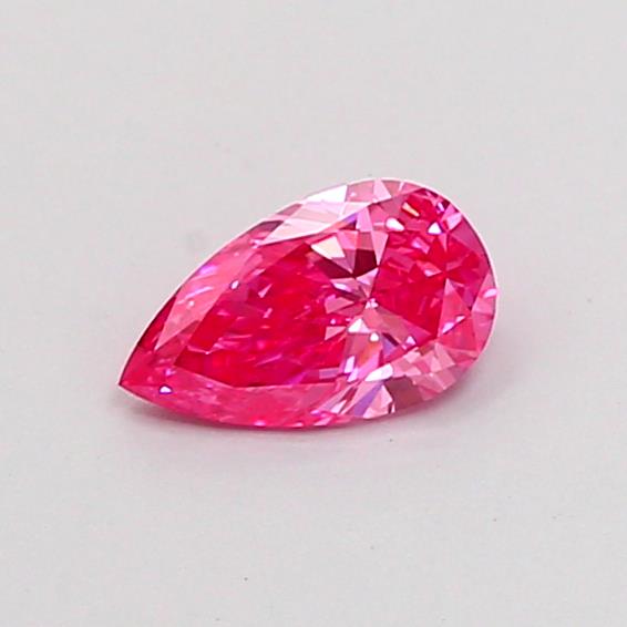 Actual 0.37 carat Fancy Vivid Pink Pear lab-grown diamond