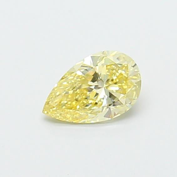 Actual 0.46 carat Fancy Yellow Pear lab-grown diamond