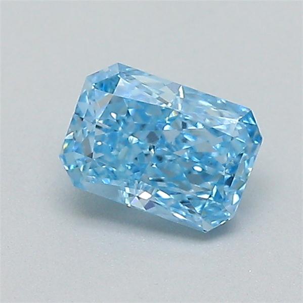 Actual 0.27 carat Fancy Vivid Blue Radiant lab-grown diamond