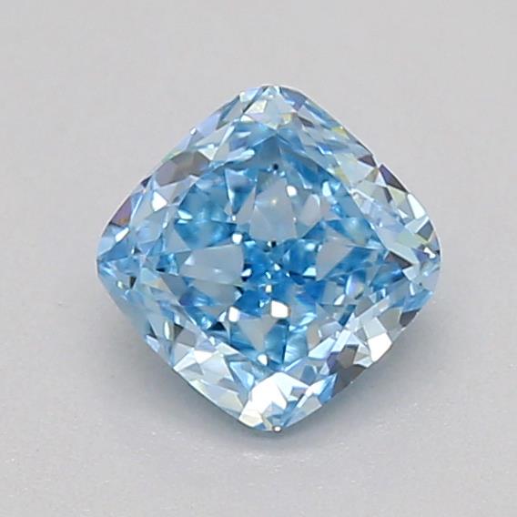 Actual 0.28 carat Fancy Vivid Blue Cushion lab-grown diamond