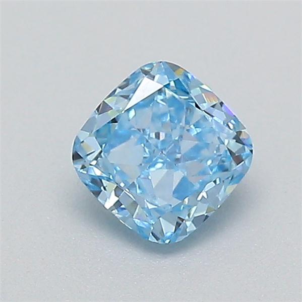 Actual 0.27 carat Fancy Vivid Blue Cushion lab-grown diamond