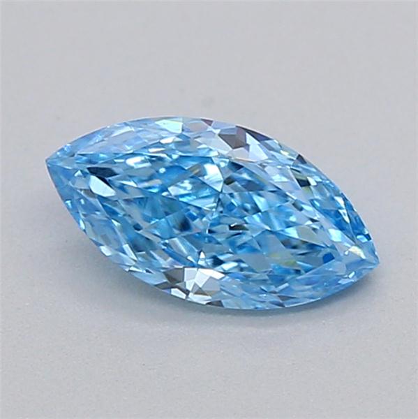 Actual 0.28 carat Fancy Vivid Blue Marquise lab-grown diamond