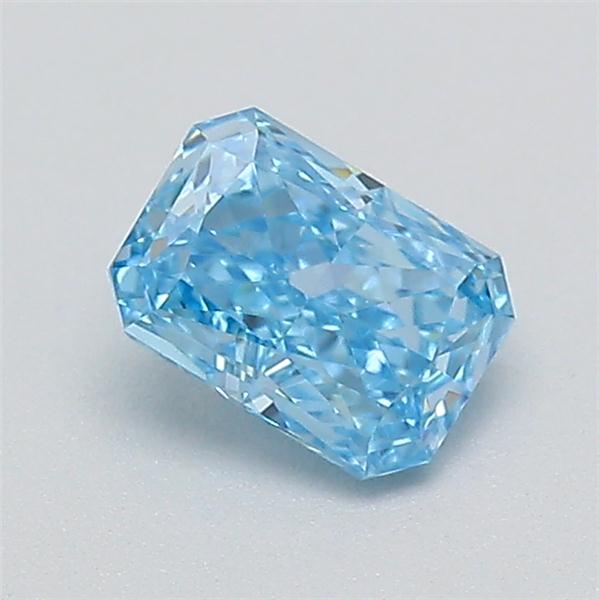 Actual 0.29 carat Fancy Vivid Blue Radiant lab-grown diamond