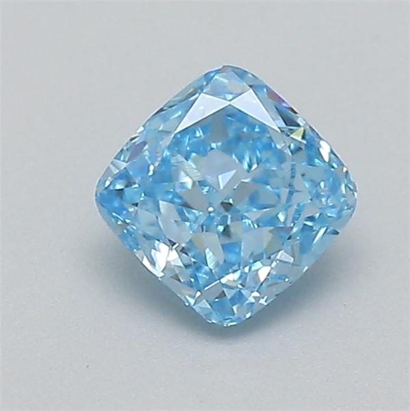 Actual 0.29 carat Fancy Vivid Blue Cushion lab-grown diamond