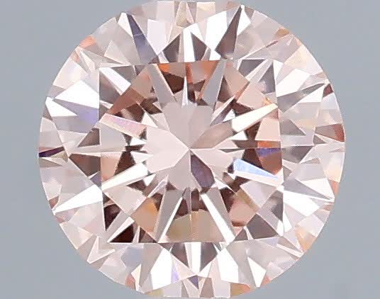 Actual 0.37 carat Fancy Intense Pink Round lab-grown diamond
