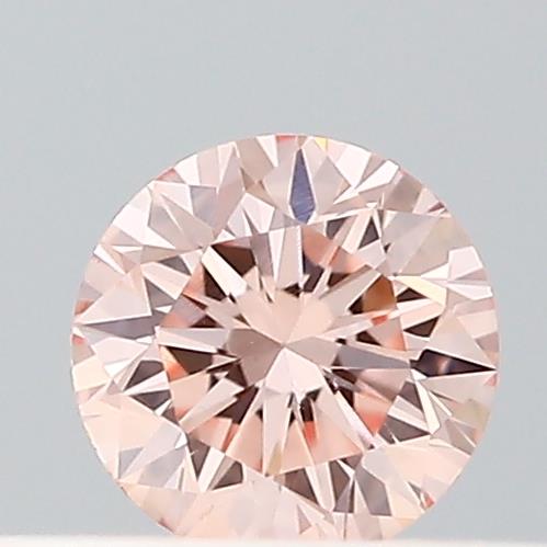 Actual 0.17 carat Fancy Intense Pink Round lab-grown diamond