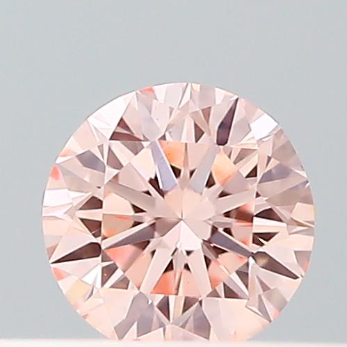 Actual 0.18 carat Fancy Intense Pink Round lab-grown diamond