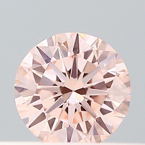 Actual 0.19 carat Fancy Intense Pink Round lab-grown diamond