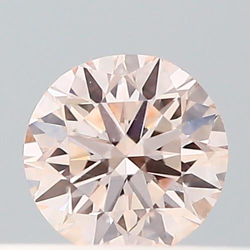 Actual 0.2 carat Light Pinkish Brown Round lab-grown diamond