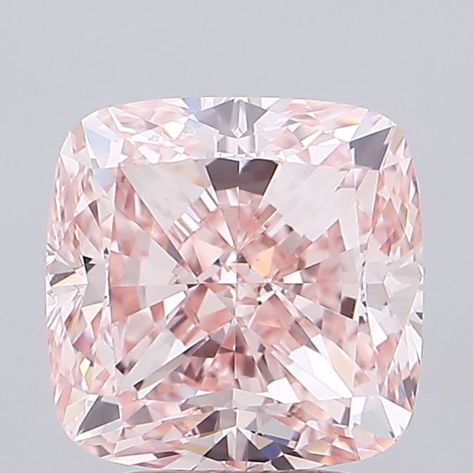 Actual 5.02 carat Fancy Vivid Pink Cushion lab-grown diamond