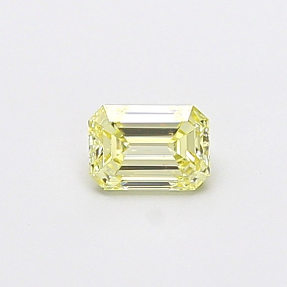 Actual 0.41 carat Fancy Yellow Emerald lab-grown diamond