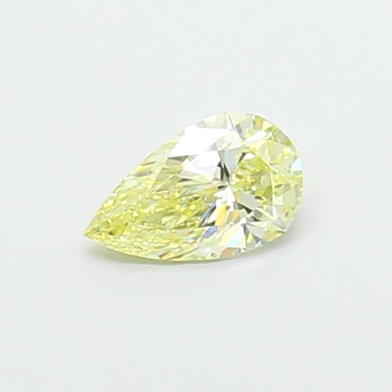 Actual 0.39 carat Fancy Yellow Pear lab-grown diamond