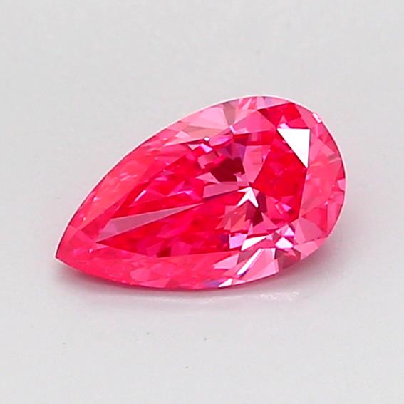 Actual 0.46 carat Fancy Vivid Pink Pear lab-grown diamond