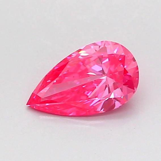 Actual 0.43 carat Fancy Vivid Pink Pear lab-grown diamond