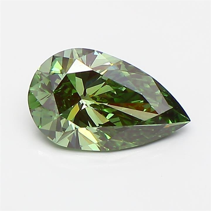 1.03 carat fancy vivid  green VVS2 EX Cut IGI pear diamond