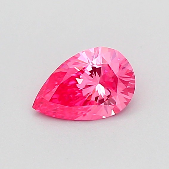 Actual 0.31 carat Fancy Vivid Pink Pear lab-grown diamond
