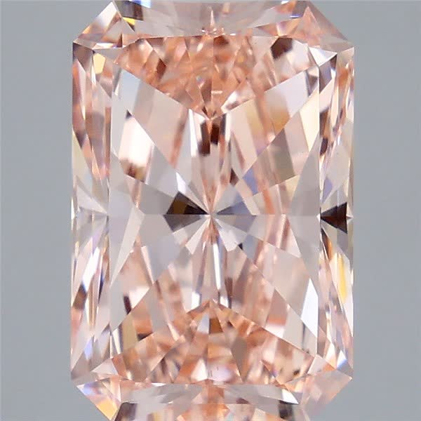 Actual 5 carat Fancy Vivid Pink Radiant lab-grown diamond
