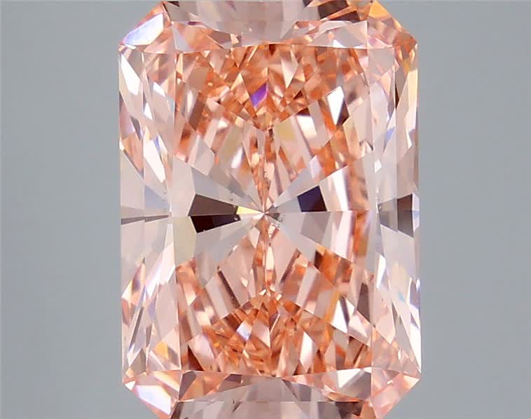Actual 5 carat Fancy Vivid Pink Radiant lab-grown diamond