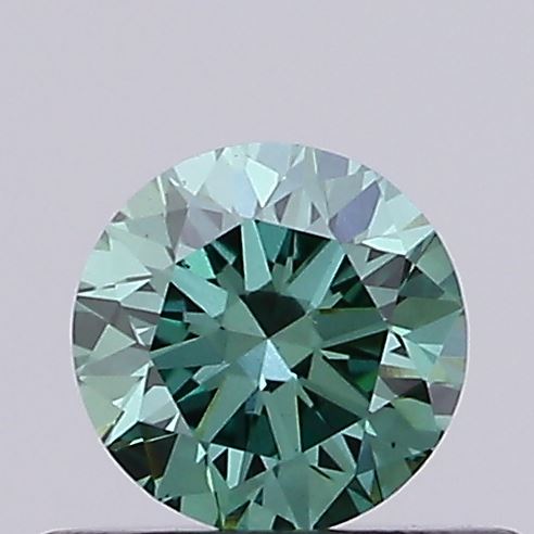 Actual 0.36 carat Fancy Vivid Green Round lab-grown diamond