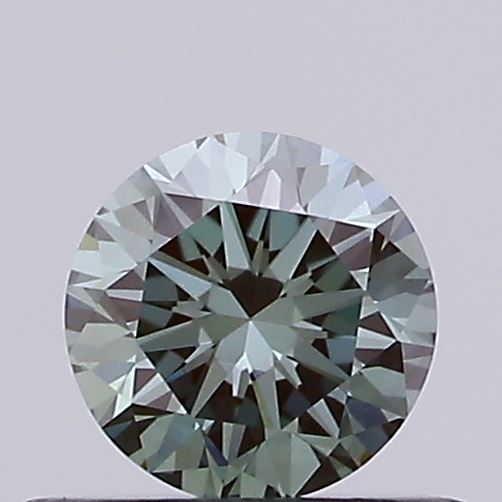 Actual 0.37 carat Fancy Vivid Green Round lab-grown diamond