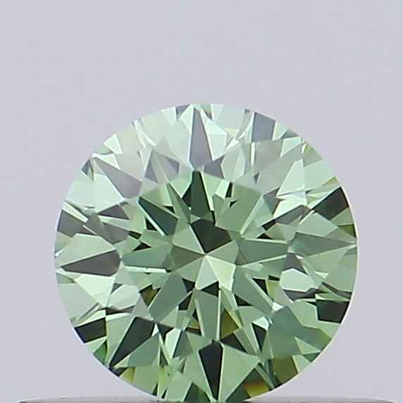 Actual 0.36 carat Fancy Vivid Green Round lab-grown diamond