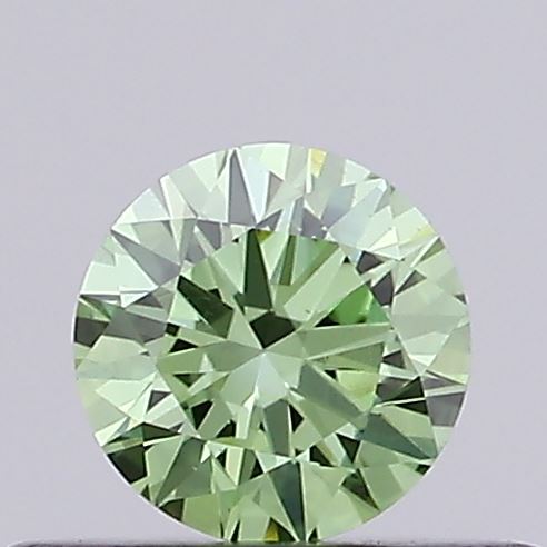Actual 0.29 carat Fancy Vivid Green Round lab-grown diamond