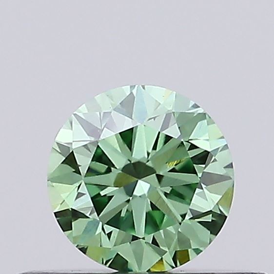 Actual 0.32 carat Fancy Vivid Green Round lab-grown diamond