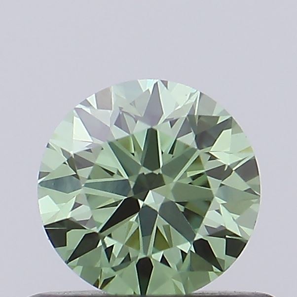 Actual 0.32 carat Fancy Vivid Green Round lab-grown diamond