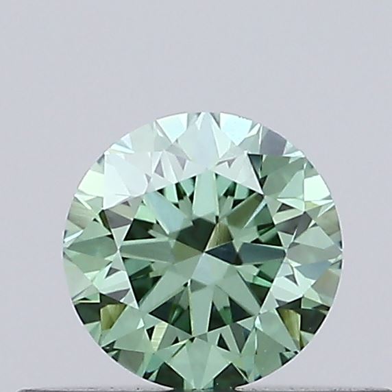 Actual 0.32 carat Fancy Vivid Green Round lab-grown diamond