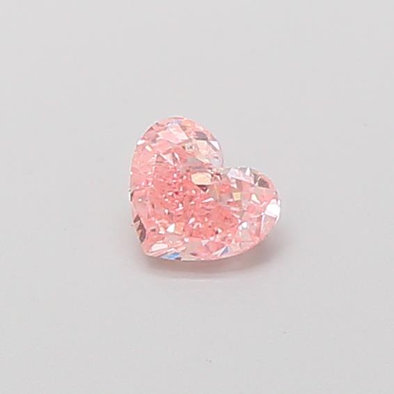 Actual 0.35 carat Fancy Vivid Pink Heart lab-grown diamond