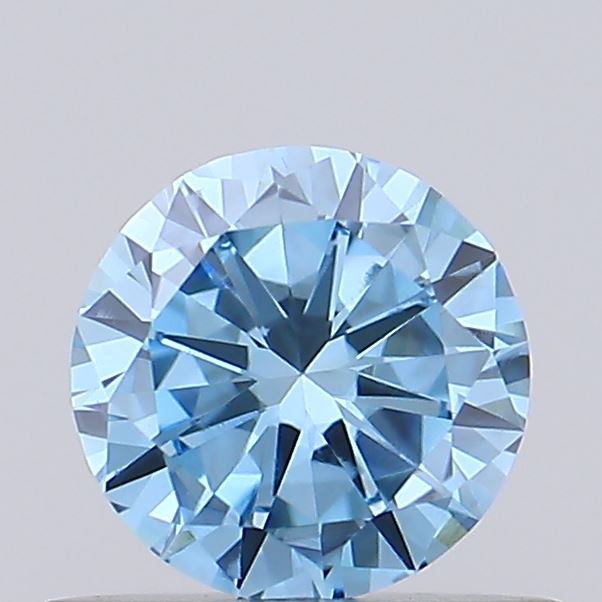 Actual 0.41 carat Fancy Vivid Blue Round lab-grown diamond