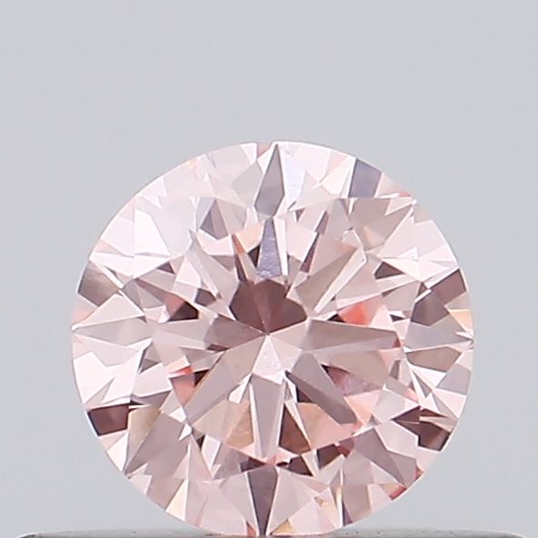 Actual 0.36 carat Fancy Vivid Pink Round lab-grown diamond