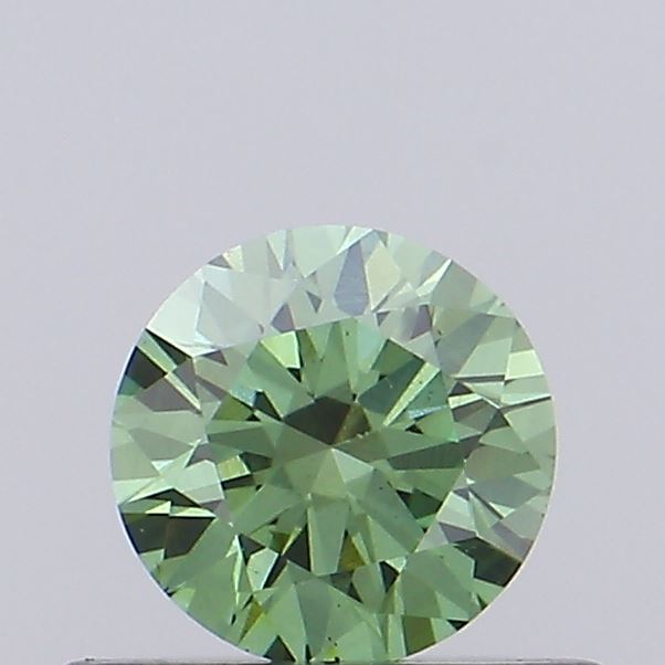 Actual 0.33 carat Fancy Vivid Green Round lab-grown diamond