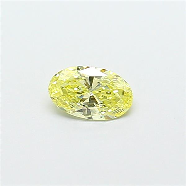 Actual 0.37 carat Fancy Yellow Oval lab-grown diamond