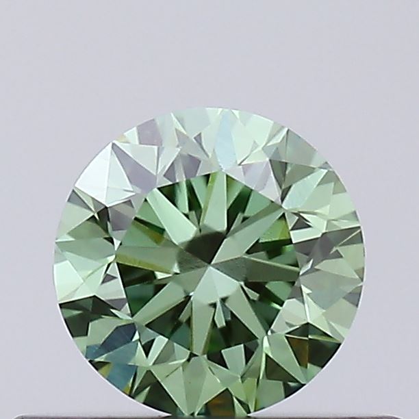 Actual 0.32 carat Fancy Vivid Green Round lab-grown diamond
