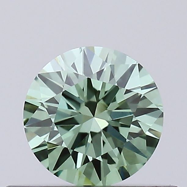 Actual 0.32 carat Fancy Vivid Green Round lab-grown diamond