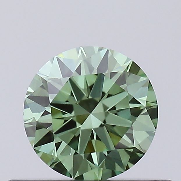 Actual 0.32 carat Fancy Vivid Green Round lab-grown diamond