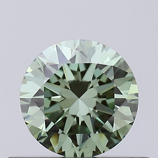 Actual 0.34 carat Fancy Vivid Green Round lab-grown diamond