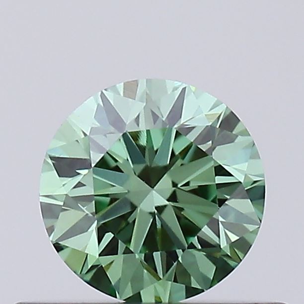 Actual 0.36 carat Fancy Vivid Green Round lab-grown diamond
