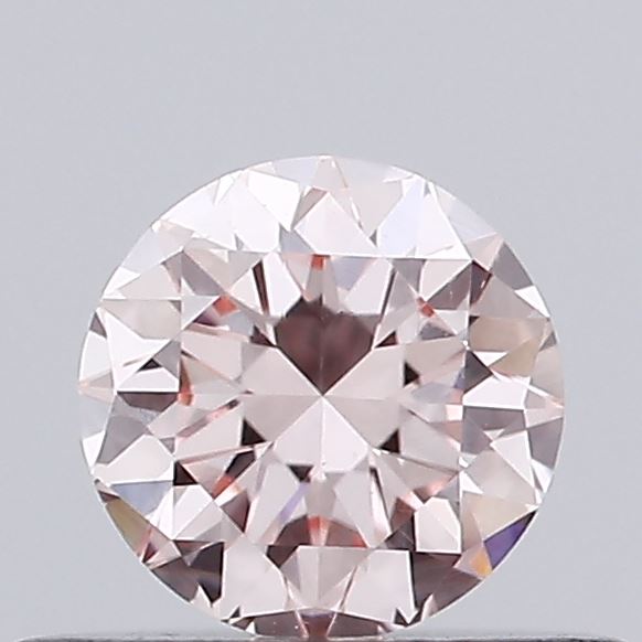 Actual 0.37 carat Fancy Intense Pink Round lab-grown diamond